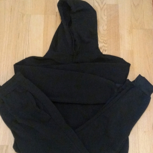 None Other - 2 Piece Heavy Sweatsuit Joggers/Pullover Hoodie Front Sweathshirt Size Large
